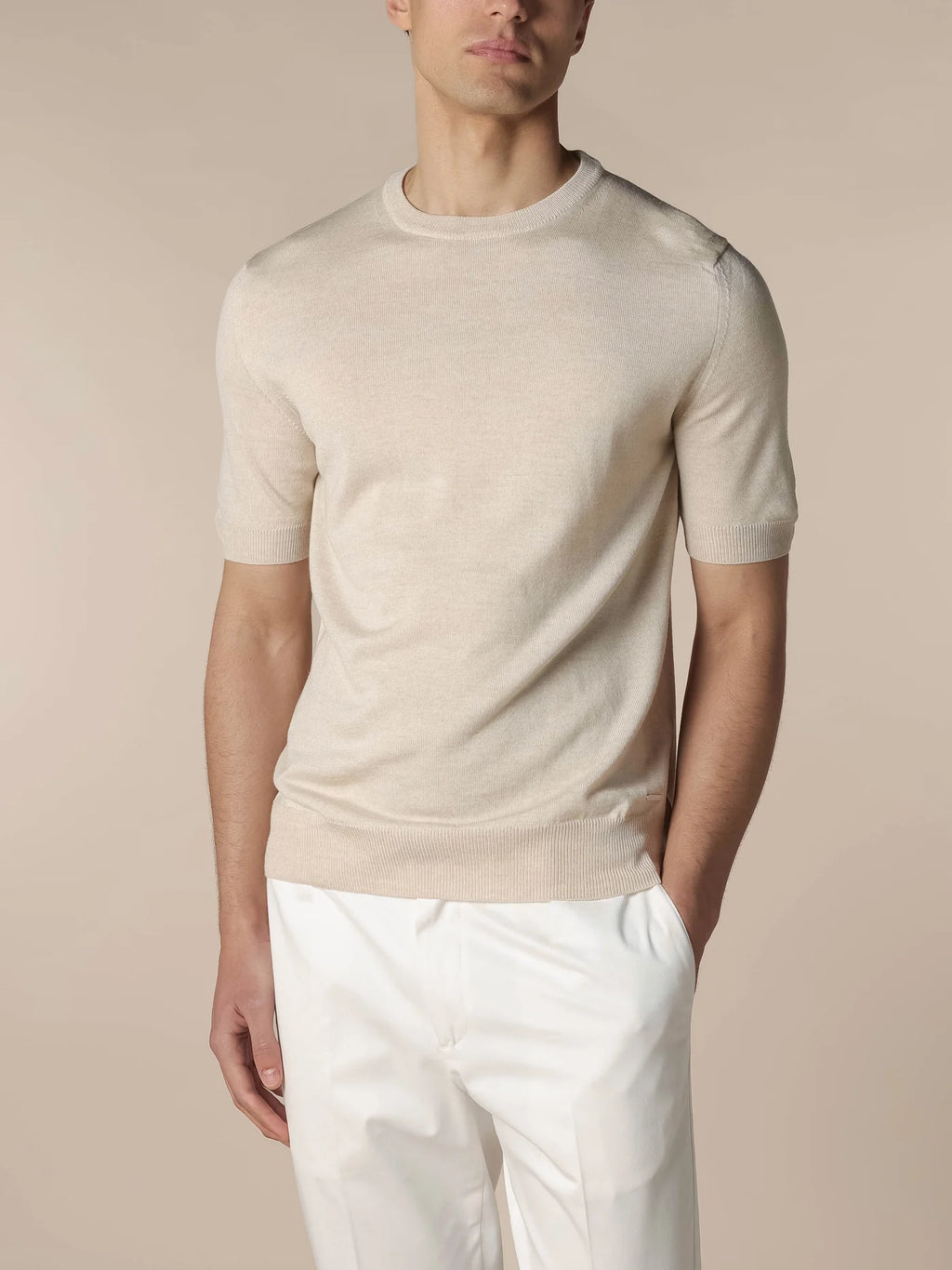 T shirt beige coton