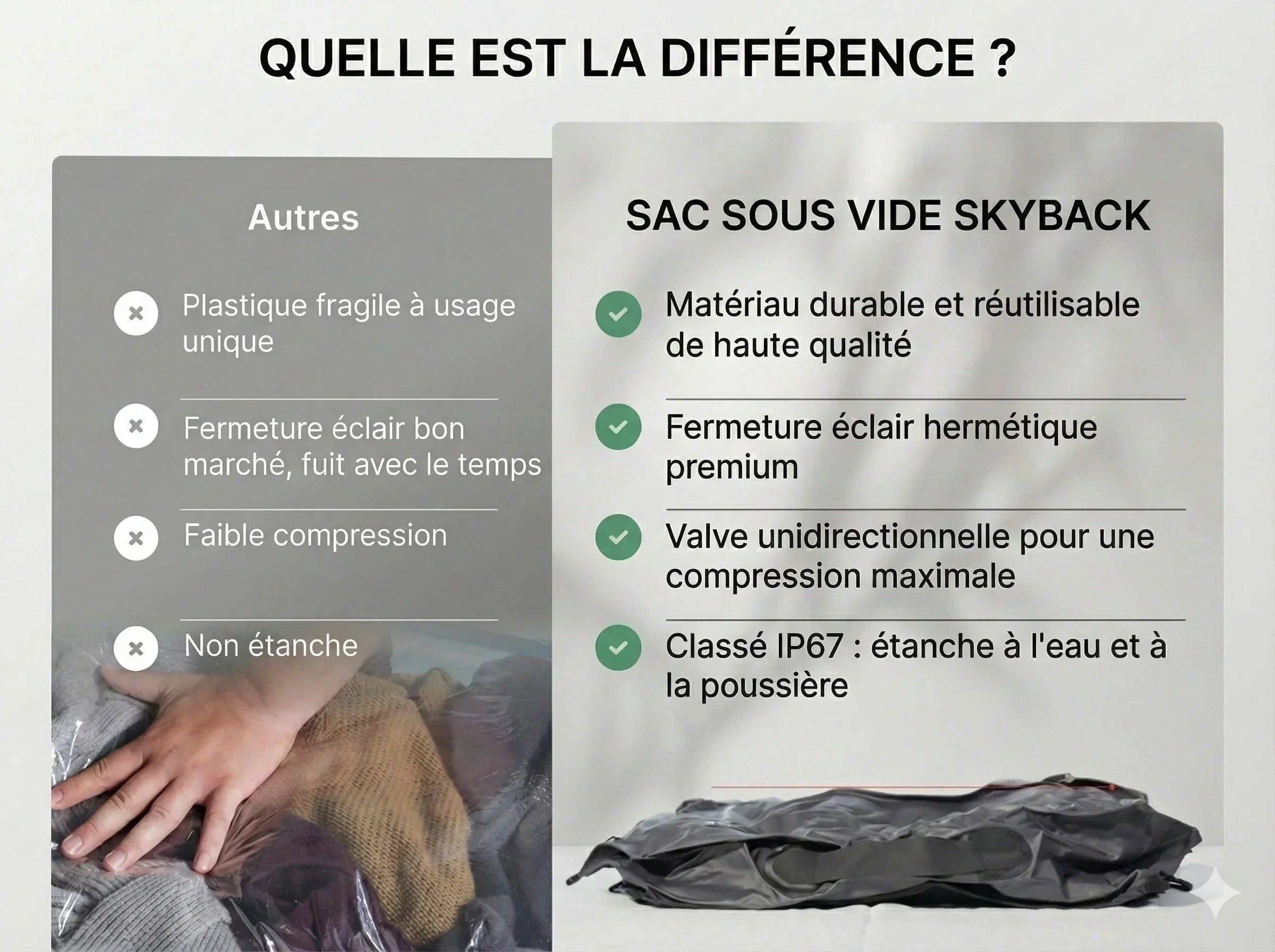 Sac de voyage à compression sous vide